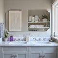 ANDY STAR 24"x48" Large Bathroom Mirror, Chrome Scalloped Wall Mirror, Polished
