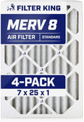 Filter King 7x25x1 Air Filter | 4-PACK | MERV 8 HVAC Pleated A/C Furnace