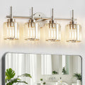 EJIAXIN Crystal Bathroom Vanity Lights, 4 Light Bath Mirror Light Brushed