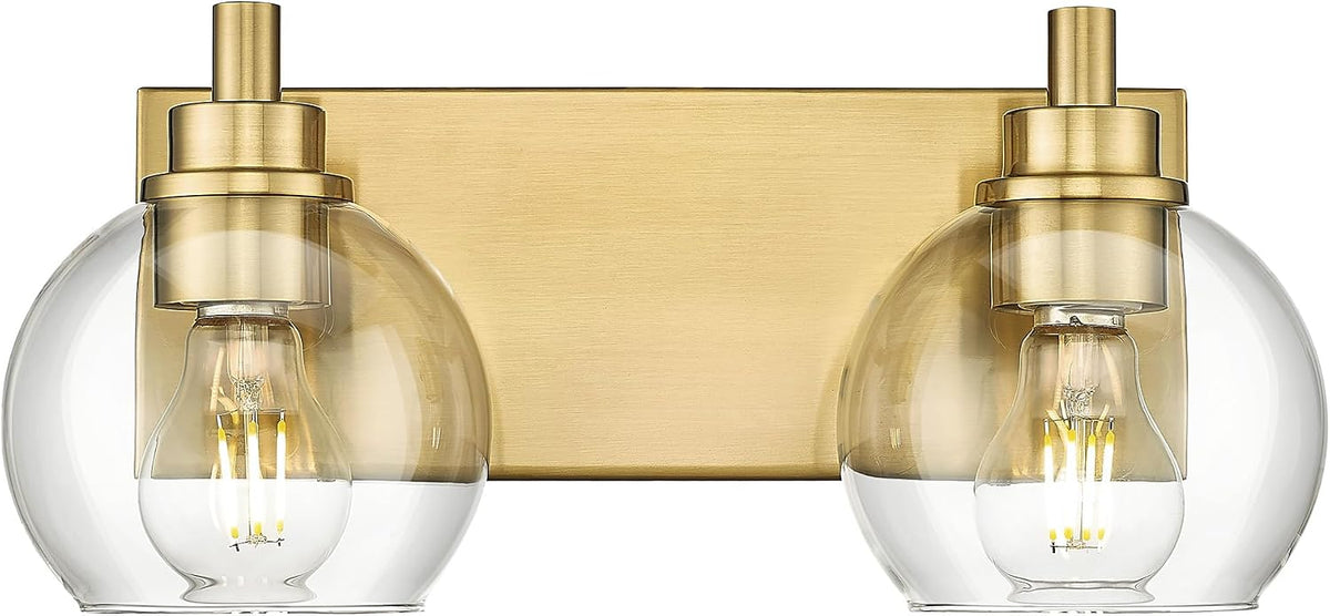 METWET Bathroom Light Fixtures, 2 Light Brushed Gold Vanity Light, Modern Wall