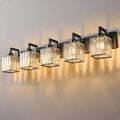 FDPBY Black Bathroom Light Fixture, 5-Light Crystal Vanity Lighting, Bathroom