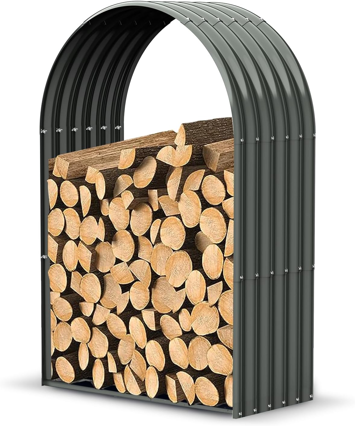 ANLEOLIFE Arch 54" Tall Outdoor Firewood Rack with Galvanized Steel Roof