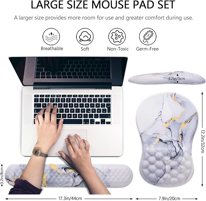 Mouse Pad Wrist Support, Laokiiy 2 in1 Keyboard Wrist Rest+ Ergonomic Mouse Pad