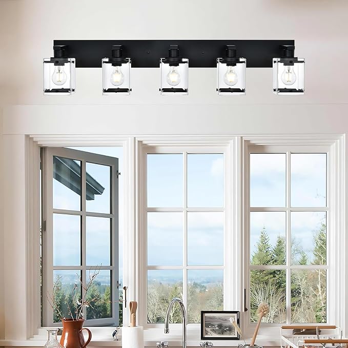 WINSHEN 5-Light Modern Vanity Lighting, E26 Bulb Base