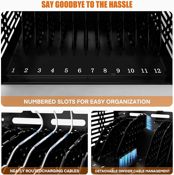 12-Device Tablet Charging Station Lock Box, Computer Cabinet
