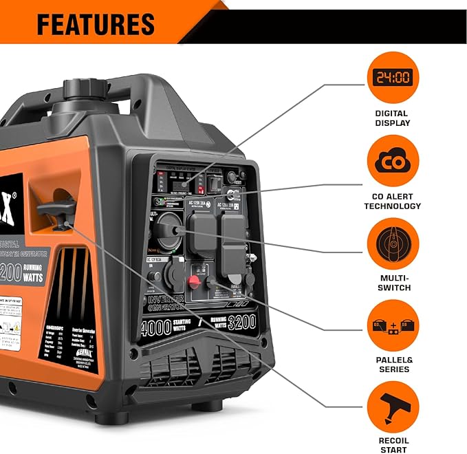 GENMAX Generator，EPA Compliant, Eco-Mode Feature, Ultra Lightweight