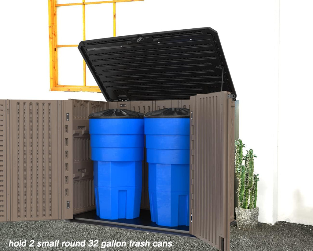 mrosaa horizontal resin storage shed, 34 horizontal cu.ft, side view
