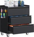 35.5" Rolling Tool Cabinet with 3 Drawers and Side Pegboards