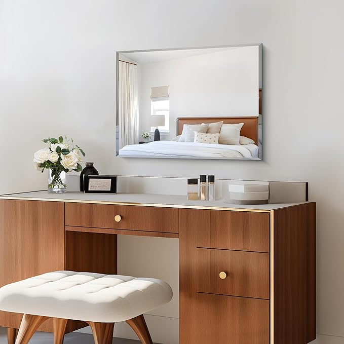 CILIBER 18x24 Beveled Mirror, Frameless Beveled Bathroom Mirrors