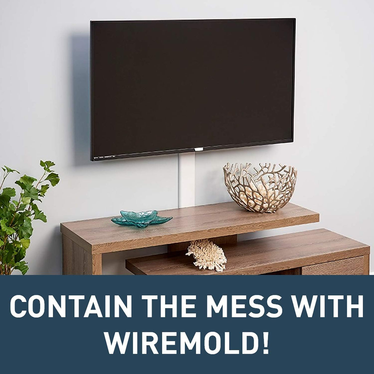 Legrand Wiremold CMK30 30 Inch Flat Screen TV Cord Cover Kit, Organizer for Wall, Holds Up to 10 Cords or Cables, White (1 Pack)