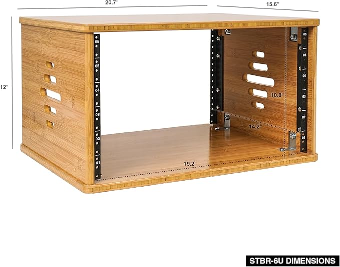 Sound Town DIY 6U Solid Carbonized Bamboo Studio Equipment Rack w/ 14.2" Depth