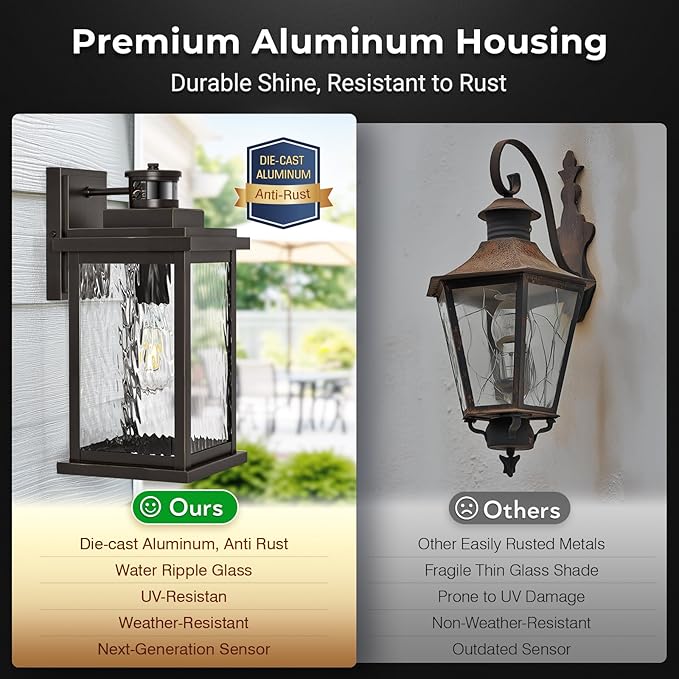 VIANIS Advanced Motion Sensor Light Outdoor, Large Bronze Exterior Lighting