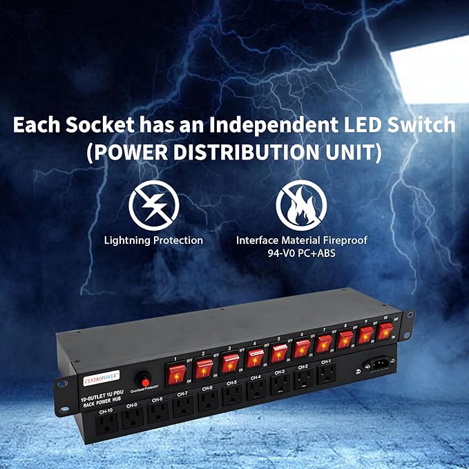 1U PDU Horizontal Rackmount Power Strip