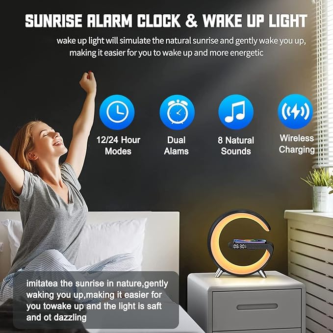 Smart LED Table Lamp, 5-in-1 Night Light Fast Wireless Charging Station