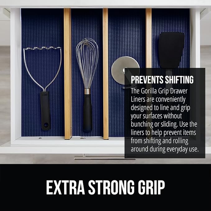 GORILLA GRIP powerGRIP Drawer Shelf and Cabinet Liner, Thick Strong Hold
