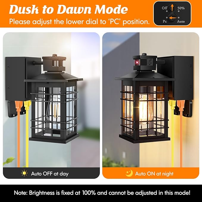 2-Pack Porch Lights with GFCI Outlet, Motion Sensor Dusk to Dawn Waterproof