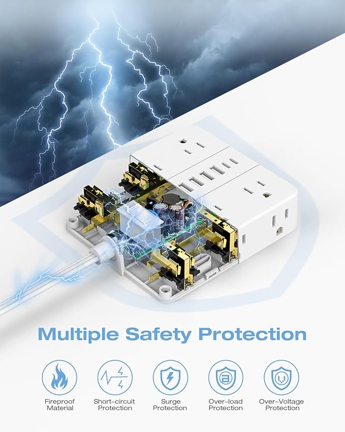AOFO 25FT Surge Protector Power Strip, 12 AC Outlets