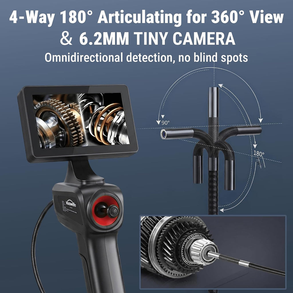 360° articulating borescope camera, 6.2mm borescope endoscope with shown in use