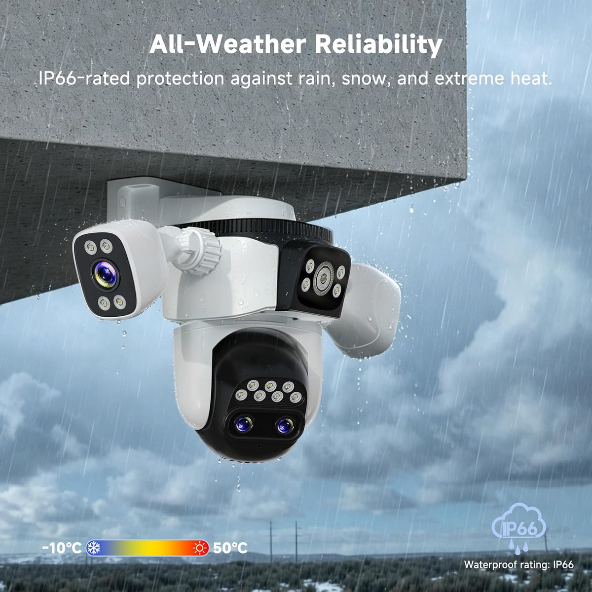 vstarcam 4-lens security cameras wireless outdoor, 4-in-1 multi-view, front angle view