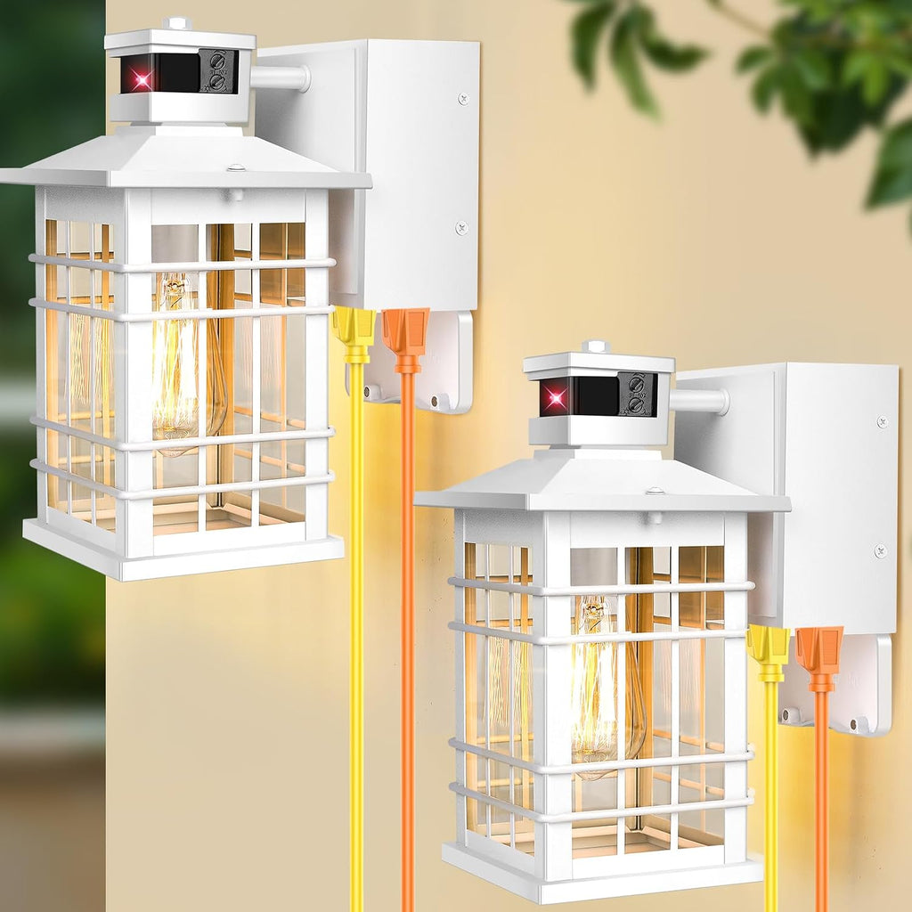Porch Light with GFCI Outlets, Exterior Wall Light (2-Pack)