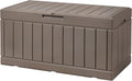 Devoko 85 Gallon Deck Box Lockable Resin Outdoor Storage Box waterproof Outdoor Container for Patio Furniture Cushions, Pillow (Light Brown)