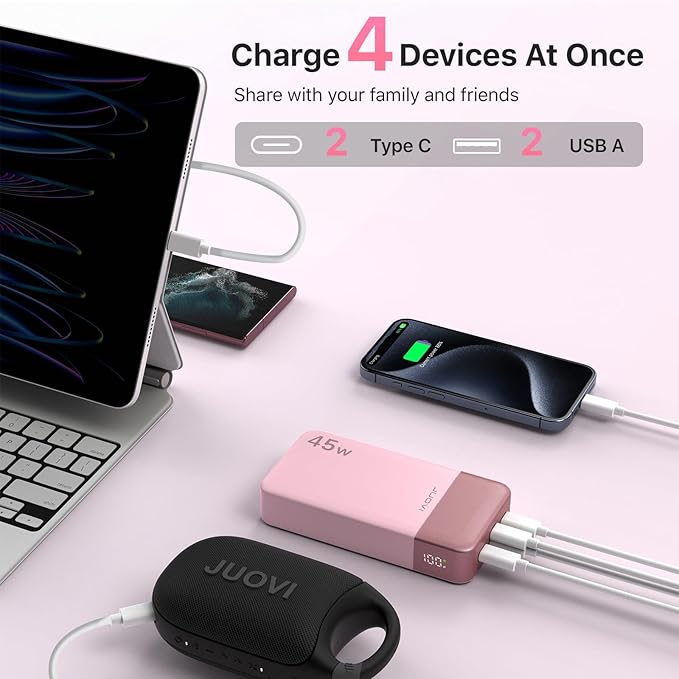 JUOVI J2621 Power Bank Portable Charger, 20000mAh 45W PD3.0 QC 4.0 Fast