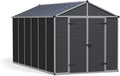 Palram - Canopia Rubicon 8' x 15' x 8' Backyard Outdoor Storage Shed, Gray