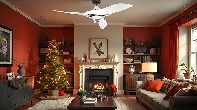 AEROFANTURE 54 Inch White Ceiling Fan, Quiet DC Motor