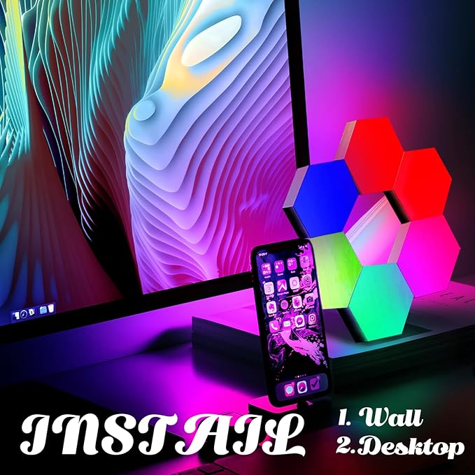 ODISTAR Remote Control Hexagon Wall Light, Smart Wall-Mounted Touch-Sensitive (10-Pack)