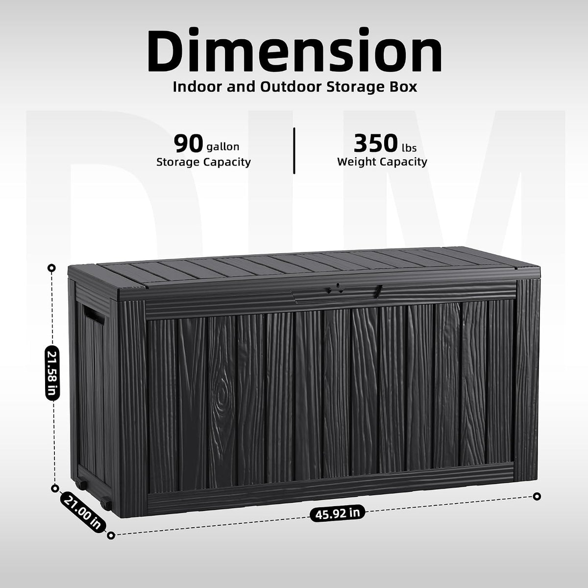 rojik 90 gallon deck box outdoor, waterproof outdoor, package contents