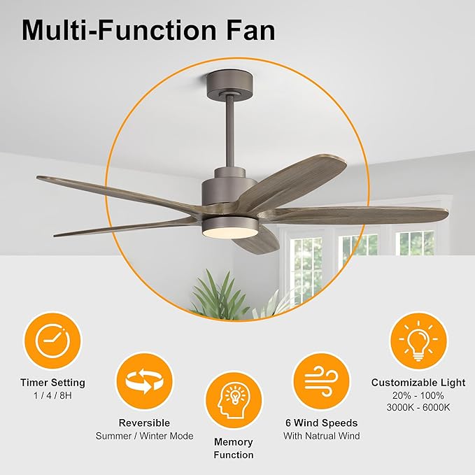 WINGBO 54" Ceiling Fan with Light