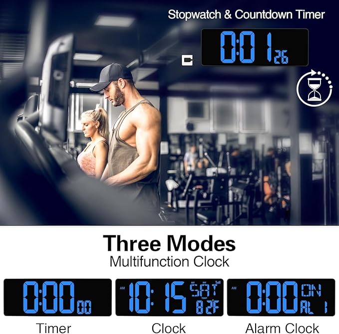 XREXS Large Digital Wall Clock WiFi Sync, 16.5 in Large Display Wall Clock