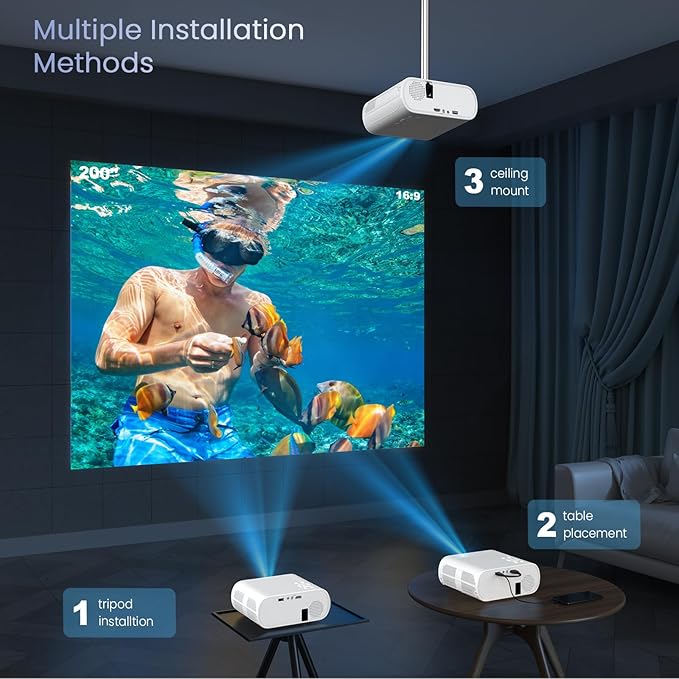 HOMPOW Projector, Native 1080P Full HD Bluetooth Projector