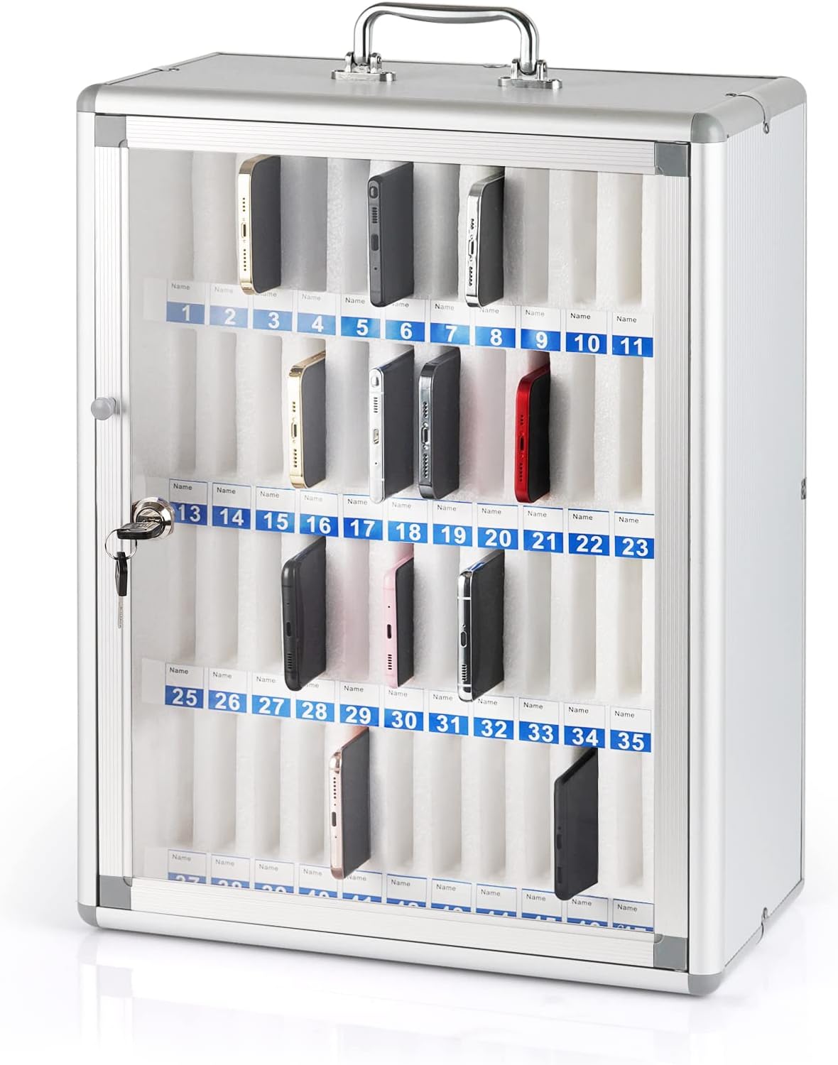48 Slots Aluminum Alloy Cell Phone Locker, Phone Holder for Classroom