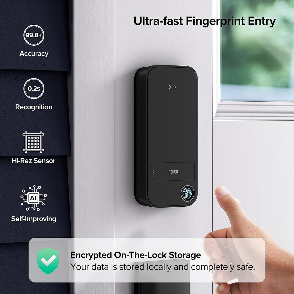 thorbolt x1 smart keyless entry fingerprint door lock showing dimensions