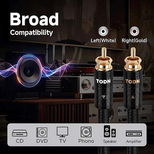 TODN Audiophile RCA Cables 3ft