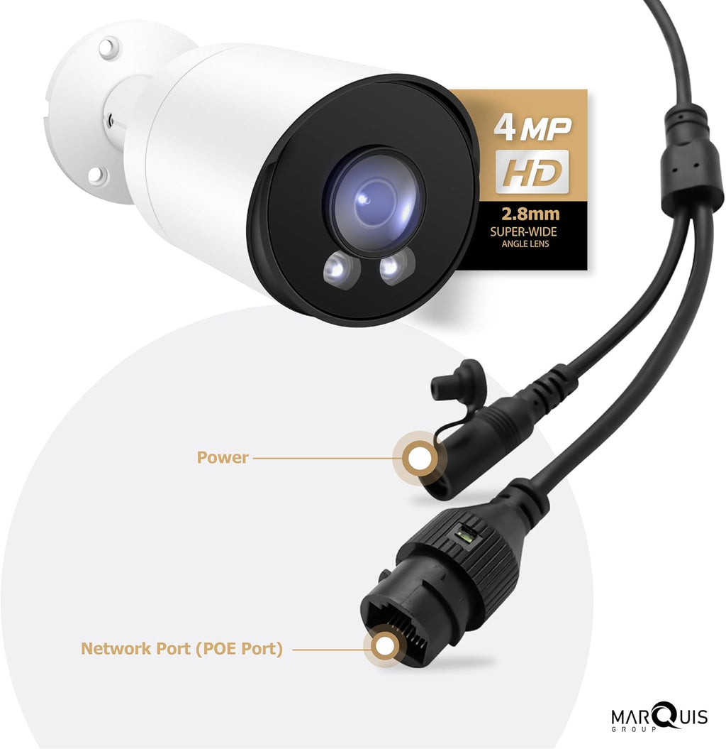 marquis 4mp poe ip bullet camera with audio, side view