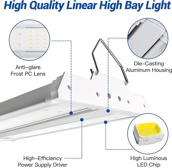 JTT LED Linear High Bay Light, 5000K Daylight 150W 21000LM 1.35FT Shop Light