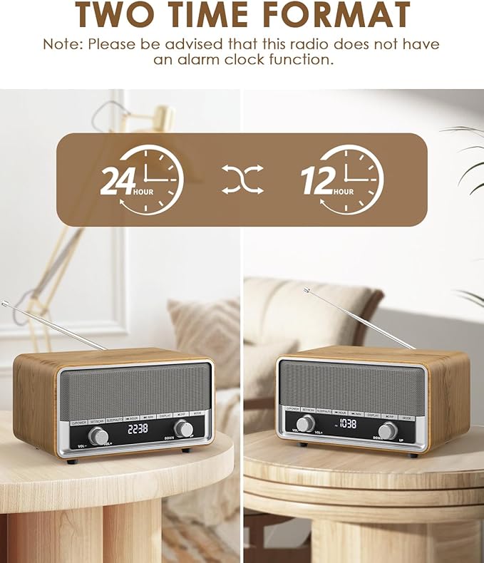 Vintage Wood AM FM Bluetooth Radio