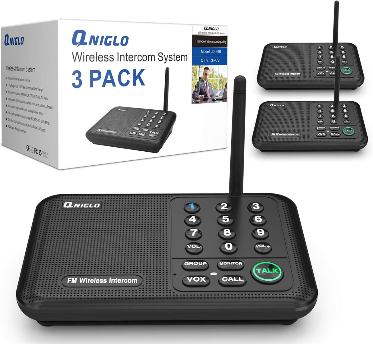 Intercoms Wireless for Home, 5280 Feet Long Range Wireless Intercom System for