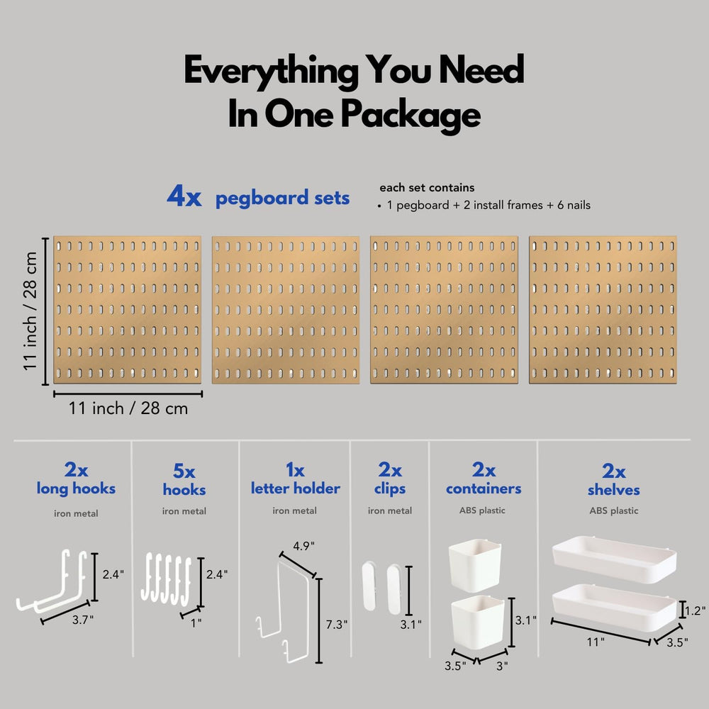 Keepo Peg Board Wall Organizer – Plastic Pegboard Panels, Modular Peg Board S...