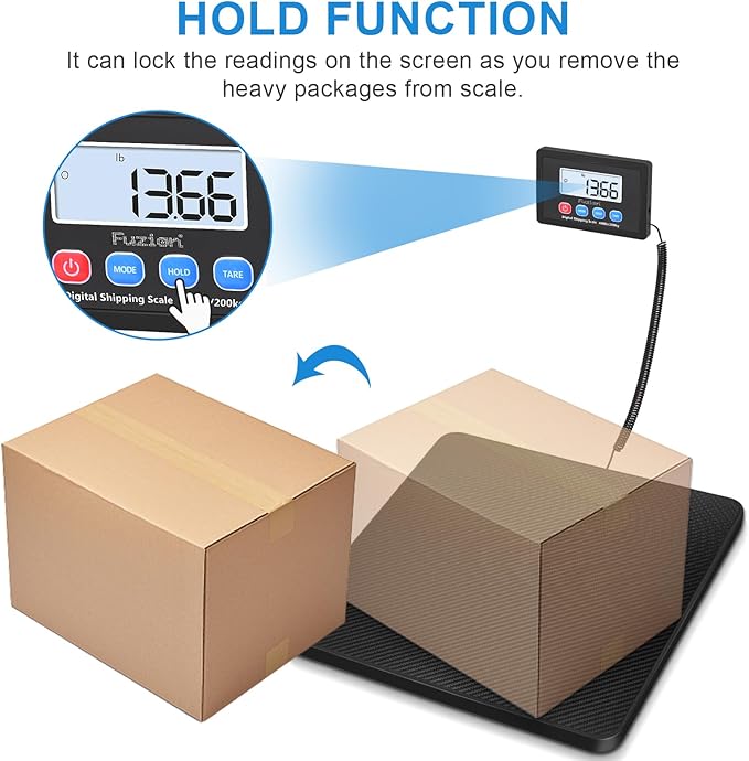 Fuzion Shipping Scale, 440LB x 10g High Accuracy Postal Scale, Hold/Tare