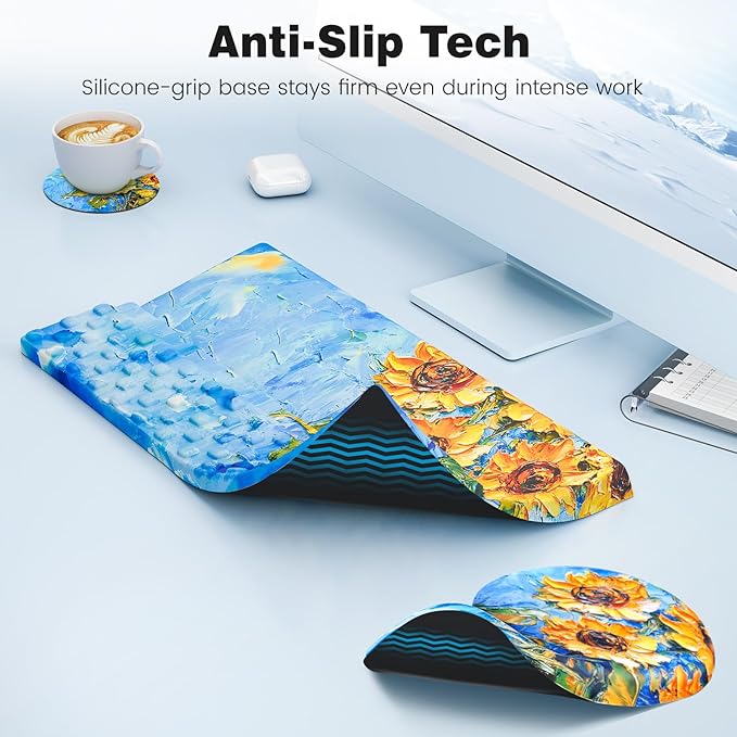 Ospelelf Ergonomic Mouse Pad and Keyboard Stand Wrist Rest Set, Memory Foam