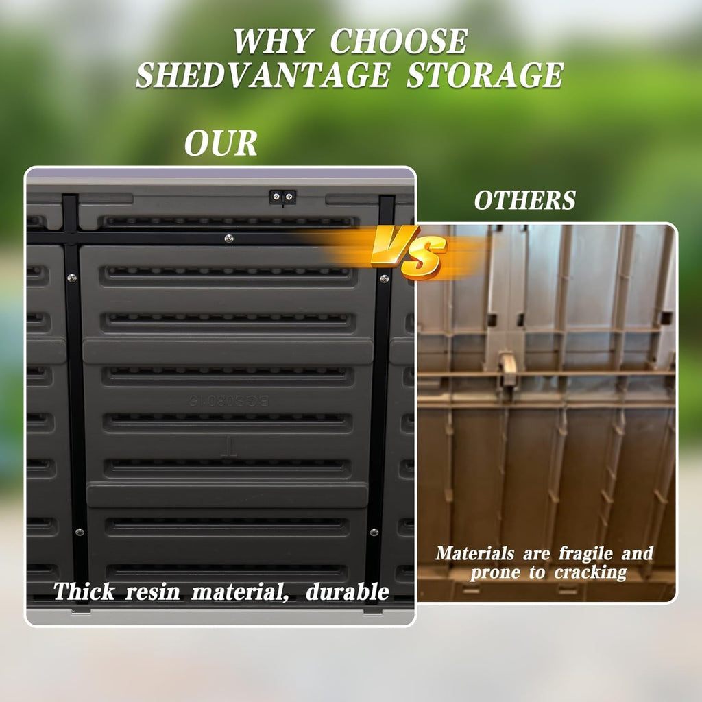 outdoor storage box waterproof, 100 gallon plus lockable, side view