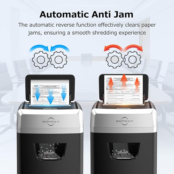 BONSEN 150-Sheet Autofeed Paper Shredder Heavy Duty, 60 Mins Micro-Cut Shredder