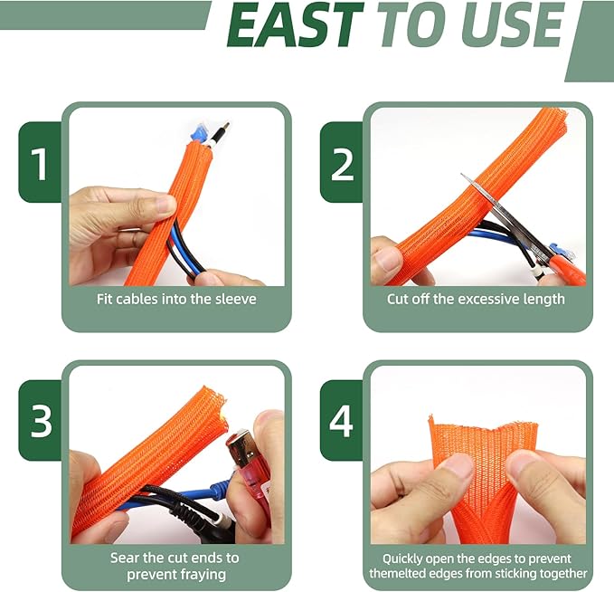 Split Wire Loom Tubing, Cable Protector Sleeve, Braided Cable Management