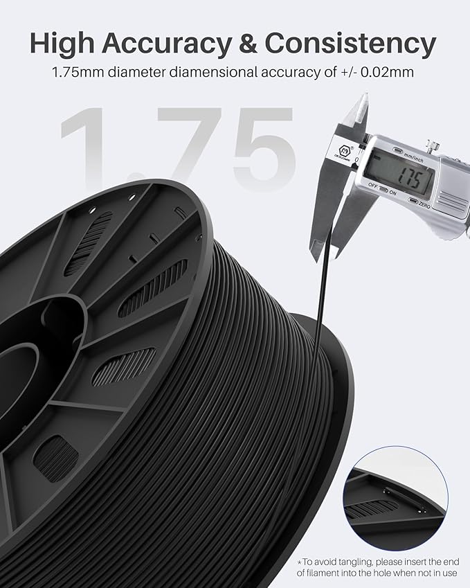 ELEGOO PLA Filament 1.75mm White 3KG, 3D Printer Filament Dimensional Accuracy