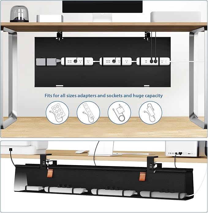 Zilink No Drill Under Desk Cable Management Tray 40" Cord Organizer