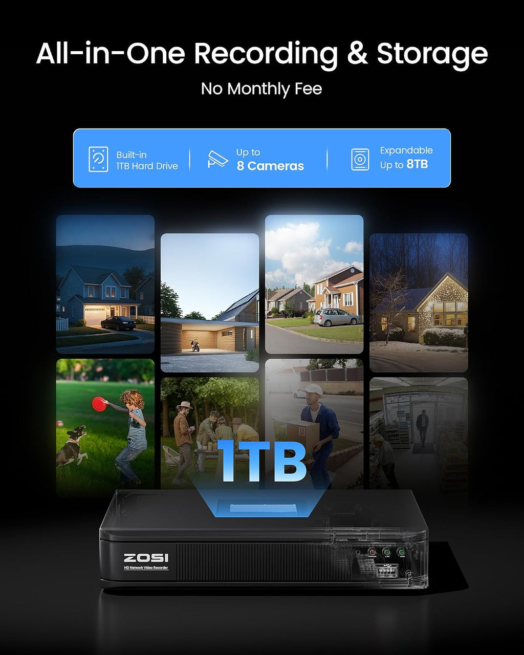 zosi 3k lite wired security camera system outdoor, package contents