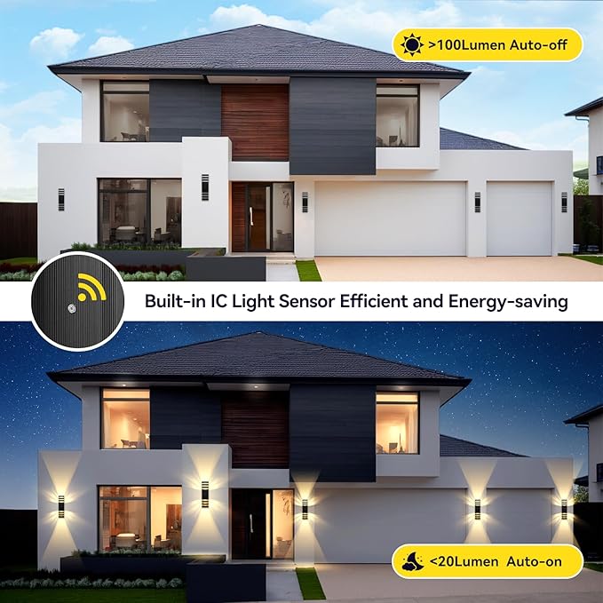 MZLITI LED Square Up & Down Wall Lights 2 Pack 15inch, Outdoor Wall Lights